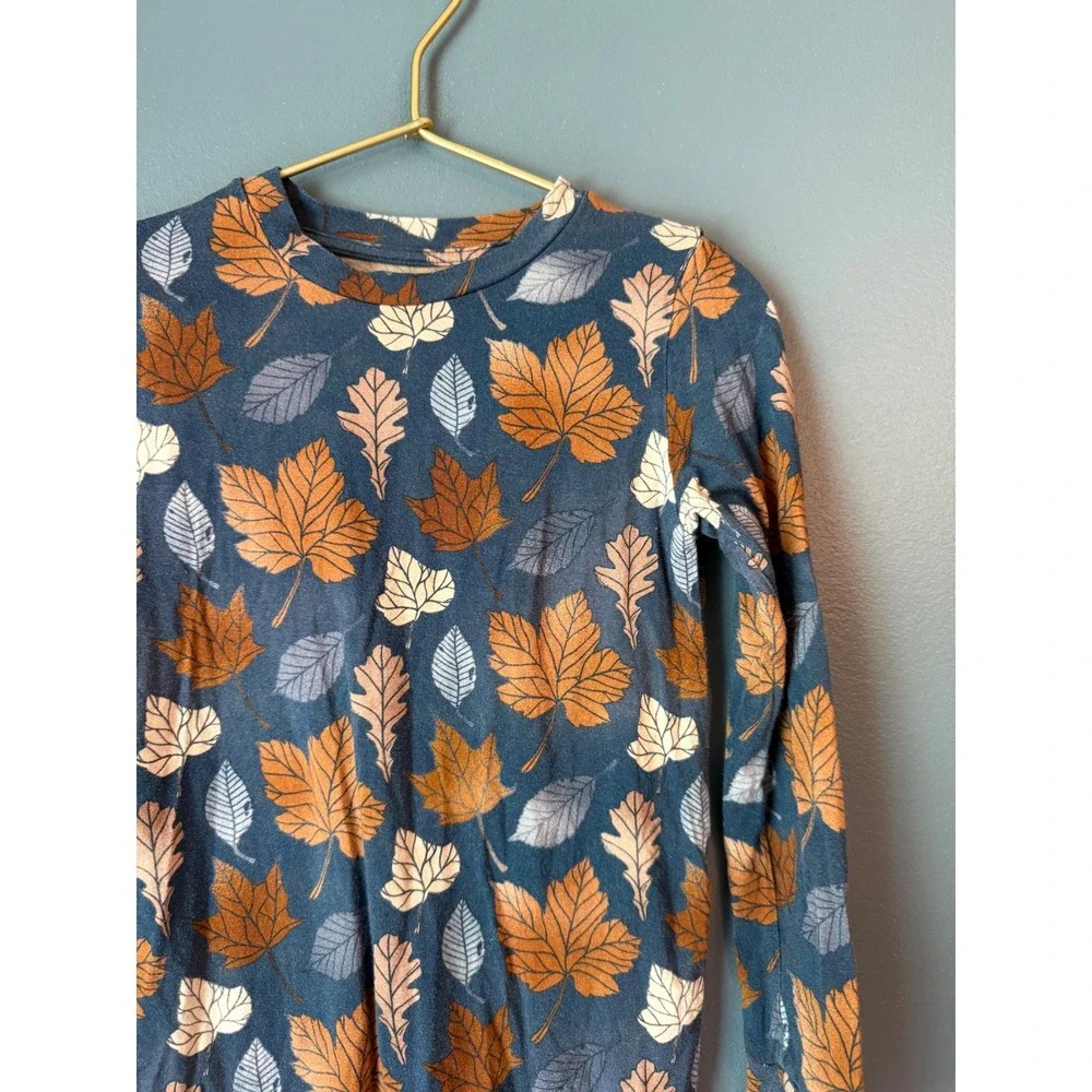 Ready Set Lounge Kids Bamboo Leaf Print Pajama Set Navy Rust 2/3Y
